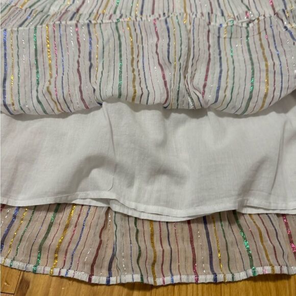 Apiece Apart Daphne Midi Dress Lurex Metallic White Fez Stripe Size 6 - Picture 10 of 13